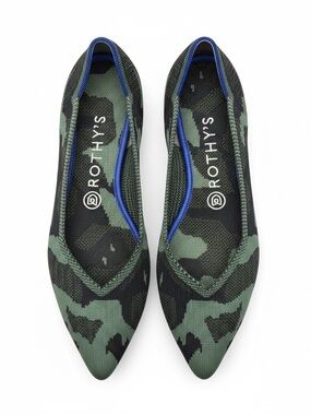 Rothy's The Point Flats Olive Green Camo Size 9 EUC